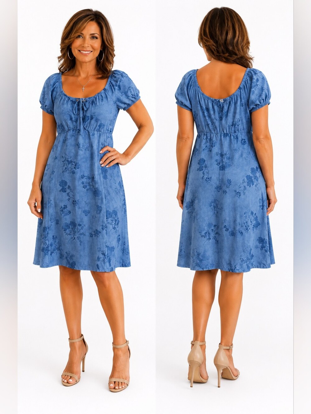 NWT Pink Republic Blue Floral Peasant Dress Sz XXL